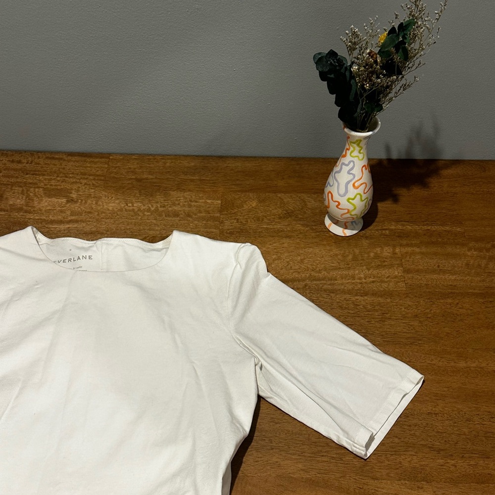 Everlane Short-Sleeve White Crew Neck Bodysuit Super Soft